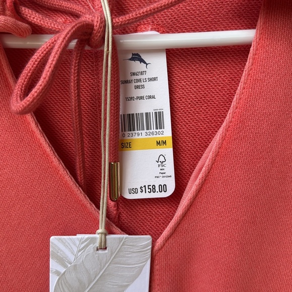 Tommy Bahama Pink Long Sleeve Dress with V-Neck - Picture 4 of 7